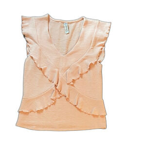 American Rag Light peach/pinkish Ruffle Blouse sz L